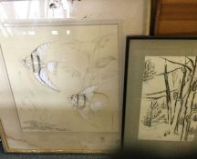 Two framed and glazed drawings.