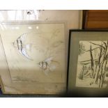 Two framed and glazed drawings.