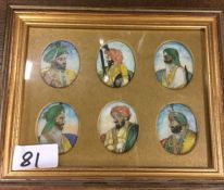 A set of six framed miniatures.