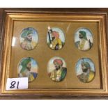 A set of six framed miniatures.