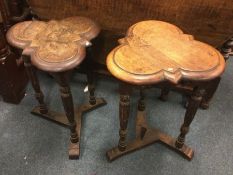 A pair of oak occasional tables.