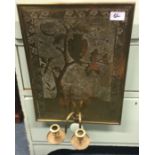 A good brass plaque decorated with owls.