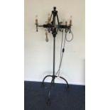 A wrought iron light fitting.
