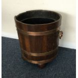 A brass bound planter.