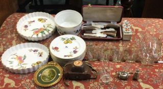 A quantity of 'Royal Worcester' dinner ware together with a silver cruet, a collection of glassware