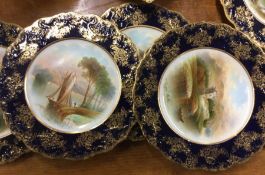 A good set of late Victorian pottery decorated wit