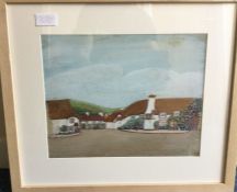 A framed and glazed watercolour depicting Watchet.