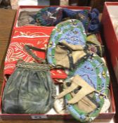 A collection of old needlework bags etc.