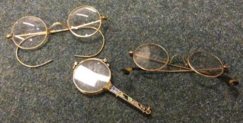 Two pairs of gold plated spectacles etc. Est. £30