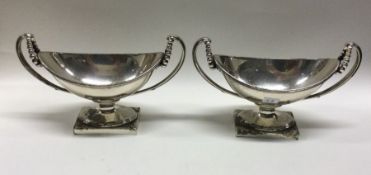 A pair of heavy George III silver salts with beade