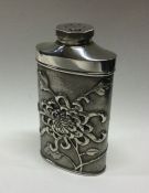 A Chinese export silver powder flask. Marked to ba