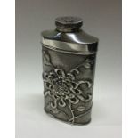 A Chinese export silver powder flask. Marked to ba