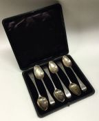 A George III set of six silver feather edged spoon
