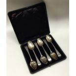 A George III set of six silver feather edged spoon