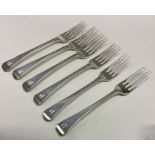 YORK: Six OE pattern silver table forks. 1807. By