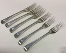 YORK: Six OE pattern silver table forks. 1807. By