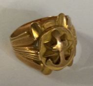 A heavy 9 carat signet ring with anchor decoration