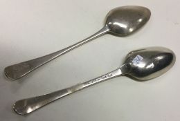YORK: Two silver tablespoons; one hallmarked1780,
