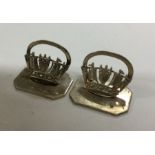 OF SHIPPING INTEREST: A pair of silver menu holder
