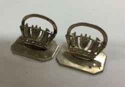OF SHIPPING INTEREST: A pair of silver menu holder