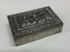 A Continental silver hinged box with chased with a