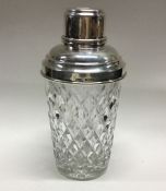 A heavy silver mounted glass cocktail shaker. Birm