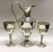 A good pair of silver wine goblets together with m