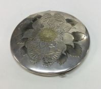 A large Japanese silver compact. Signed. Approx. 1