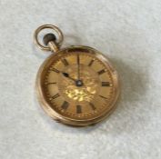 An attractive lady's 18 carat gold fob watch. Appr