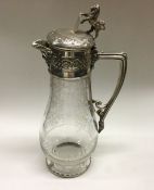 A Victorian silver mounted claret jug. Sheffield 1
