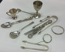 A box containing silver cups, spoons etc. Various