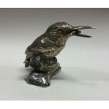 A cast silver figure of a kingfisher. Approx. 796