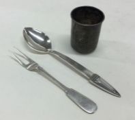 A Russian silver vodka tot dated 1894, together wi
