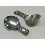 Two silver caddy spoons. Birmingham 1821 and 1826