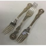 A group of three Kings' pattern silver dessert for