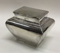 A Victorian silver tea caddy with hinged lid. Shef