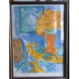 A framed and glazed limited edition signed print. Numbered 24/50. Depicting a vase of flowers. Signe