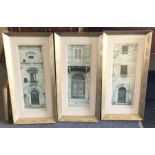 A set of three framed and glazed prints of old doo