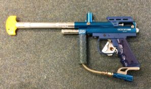 Three paintball guns together with compressors. Es