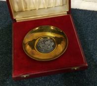 An unusual silver mounted and brass armada dish co