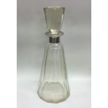A large Danish silver mounted glass decanter. Est.