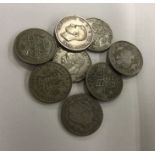 Eight pre-1947 silver Half Crowns (coins). Approx.