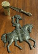 A cast brass mounted figure of a soldier. Est. £20