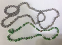 Two strings of good hard stone beads. Est. £30 - £