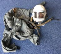 A Russian 'MIG' pilot's helmet and flying suit. Es