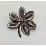 A stylish silver and enamelled Norwegian brooch. A