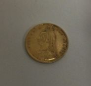 A Jubilee shield back half sovereign dated 1892. Approx.