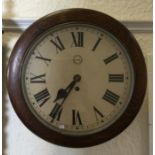 A good oak wall clock with white enamelled dial. E