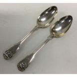 A pair of fiddle, thread and shell pattern silver