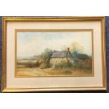 A gilt framed and glazed watercolour depicting cot